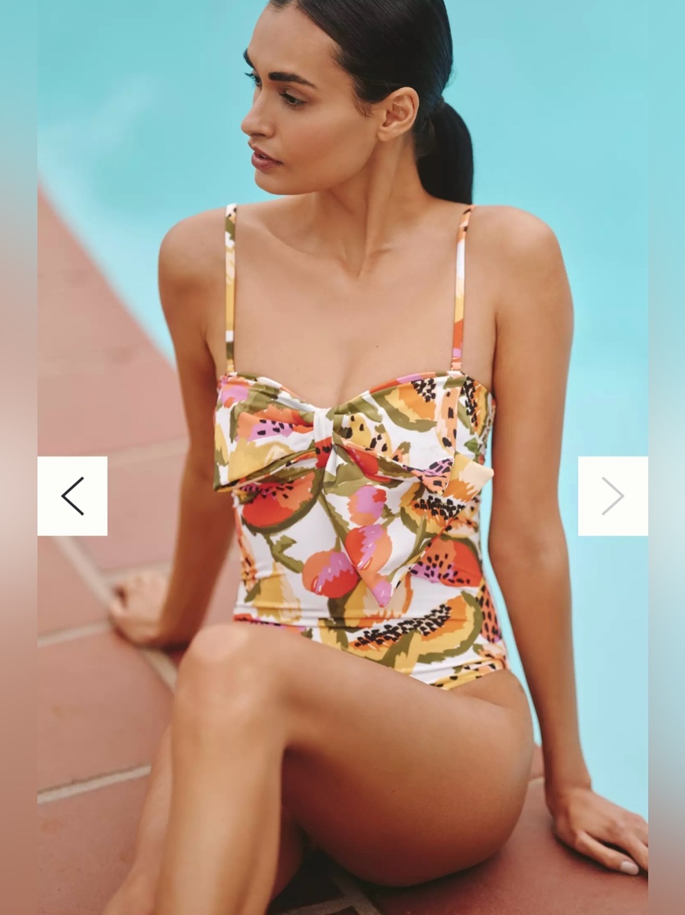 Farm Rio Papaya Fruits Paradise One-Piece Swimsuit Bathing Suit Sz Large - Picture 3 of 12